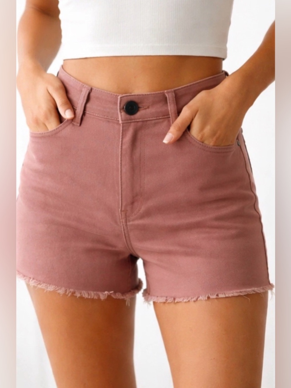 Madewell High Rise Frayed Hem Shorts Size 29 Pink Mauve